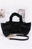 Nylon Top Handle Bag With Bow Front Clutch