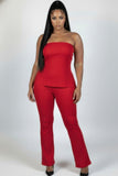 Plus Size Women’s Ribbed High-waist Flare Pants Set