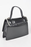 Faux Metallic Leather Top Handle Bag/w Stones