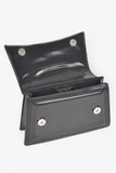 Faux Metallic Leather Top Handle Bag/w Stones