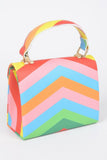 Rainbow Print Top Handle Clutch
