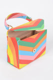 Rainbow Print Top Handle Clutch