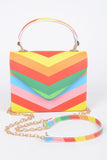 Rainbow Print Top Handle Clutch