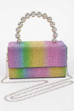 Rhinestone Ball Chain Handle Bag