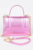 Metallic Top Handle Crossbody Bag