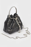 Sequins Bucket Bag W/stone Handle