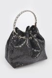 Sequins Bucket Bag W/stone Handle