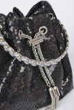 Sequins Bucket Bag W/stone Handle