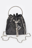 Sequins Bucket Bag W/stone Handle