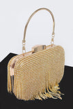 Rhinestone Fringe Hard Clutch