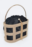 Rhinestone Frame Clutch W/metal Handle
