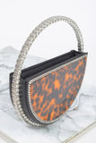 Rhinestone Handle Tortoise Bag