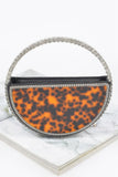 Rhinestone Handle Tortoise Bag