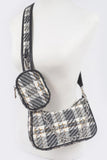 Tweed Plaid Shoulder Bag W/airpod Purse