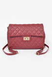 Quilted Faux Leather Flap Backpack