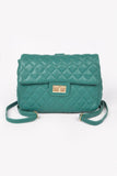 Quilted Faux Leather Flap Backpack