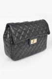 Quilted Faux Leather Flap Backpack