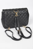 Quilted Faux Leather Flap Backpack