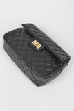 Quilted Faux Leather Flap Backpack
