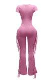 Mineral Washed Fringe Jumpsuit