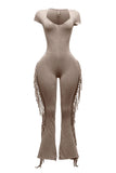 Mineral Washed Fringe Jumpsuit