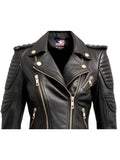 Women Black Quilted Designer Leather Jacket
