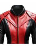 Women Leather Jacket – Red and Black Faux Leather Jacket