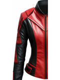 Women Leather Jacket – Red and Black Faux Leather Jacket