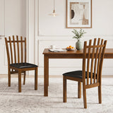 Dining Chairs Set of 2 with Spindle Back and PU Leather Seat