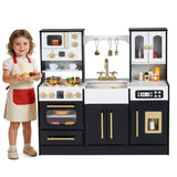 Wooden Kids Kitchen Playset with Realistic Lights and Sounds