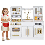 Wooden Kids Kitchen Playset with Realistic Lights and Sounds