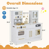 Wooden Kids Kitchen Playset with Realistic Lights and Sounds