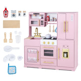 Wooden Play Kitchen with Lights & Sounds for Kids Ages 3+
