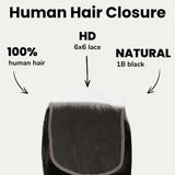Yaki Straight 6x6 HD Lace Human Hair Closure