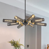 Modern Industrial Sputnik 8-Light Chandelier with Adjustable Height - Black