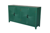 59in Green Accent Cabinet with 4 Doors - Mid Century Modern Buffet - Dark Green