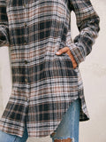 Women's Loose Casual Lapel Plaid Shirt Jacket