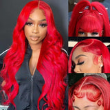 Red Lace Front Wigs Human Hair Pre Plucked 13X4 Body Wave Colored Red Human Hair Wig Hd Lace Frontal Wigs Human Hair 180% Density Glueless Wigs Human Hair 22 Inch
