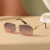 Gold Frame Cheetah Rimless Sunglasses – INS Hip-Hop Style