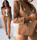 Lapel Button-Down Jacket & Slim-Fit Trousers Suit – 15 Colors XS–XXL