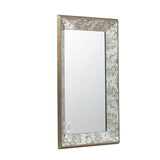 Antique Rectangle Mirror with Floral Accents - Pearl Silver