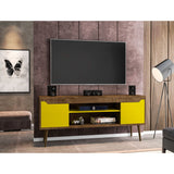 Modern Design TV Stand with Concealed Storage - White or Yellow