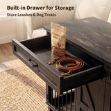 Dog Crate Furniture TV Stand - 2-in-1 Wooden Dog Kennel with Storage