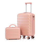 ABS 2-Piece Luggage Set with Spinner Wheels and Combination Lock - Pink