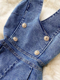 Halter Neck Wide Leg Denim Jumpsuit