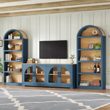 3-Piece Retro TV Stand Set with Bookshelf for TVs Up to 70"