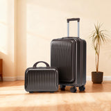 ABS Spinner Wheel Luggage Set with Cosmetic Case - Brown