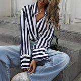 Women's Striped Long-Sleeve Loose Shirt – S–2XL