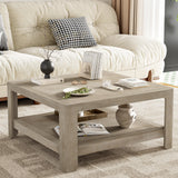 Square Coffee Table With Storage, Light Ash, 34-Inch