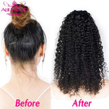 Kinky Curly Drawstring Ponytail Human Hair Brazilian Afro Clip in Extensions for Black Women Remy 150G 4 Combs